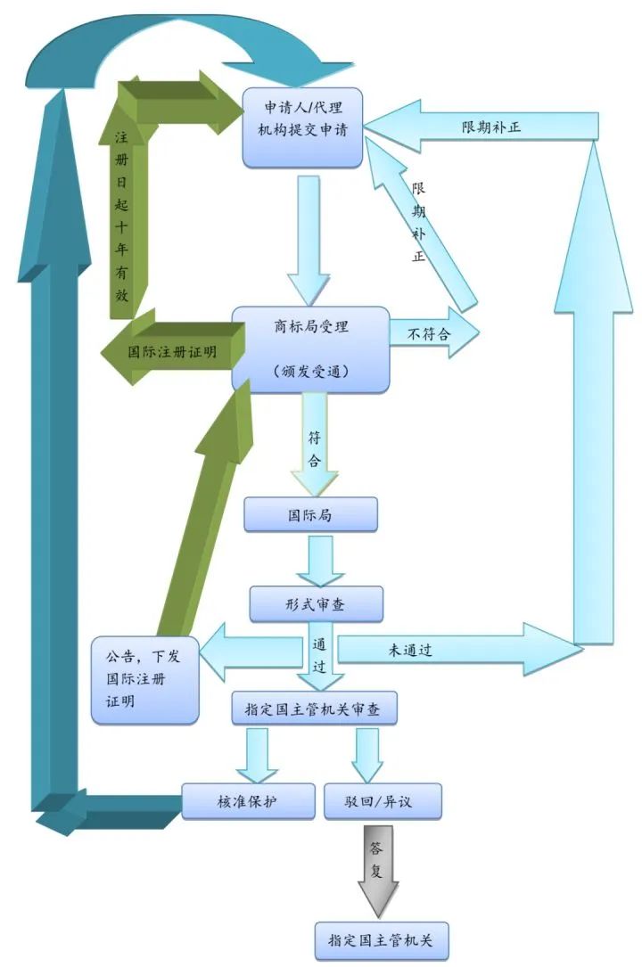 馬德里國際商標(biāo)注冊流程圖,